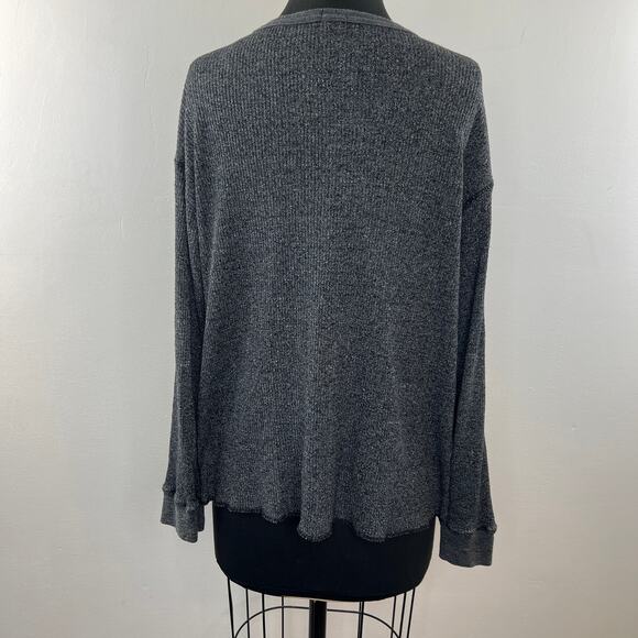 MONROW Marled Gray Crew Neckline Long Sleeve Drop Shoulder Pullover Sweater Sz M - Picture 6 of 9
